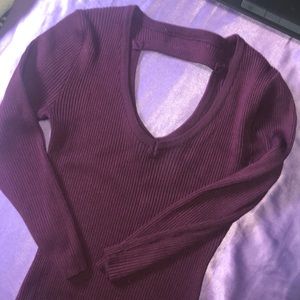 Ribbed keyhole back knee length dress